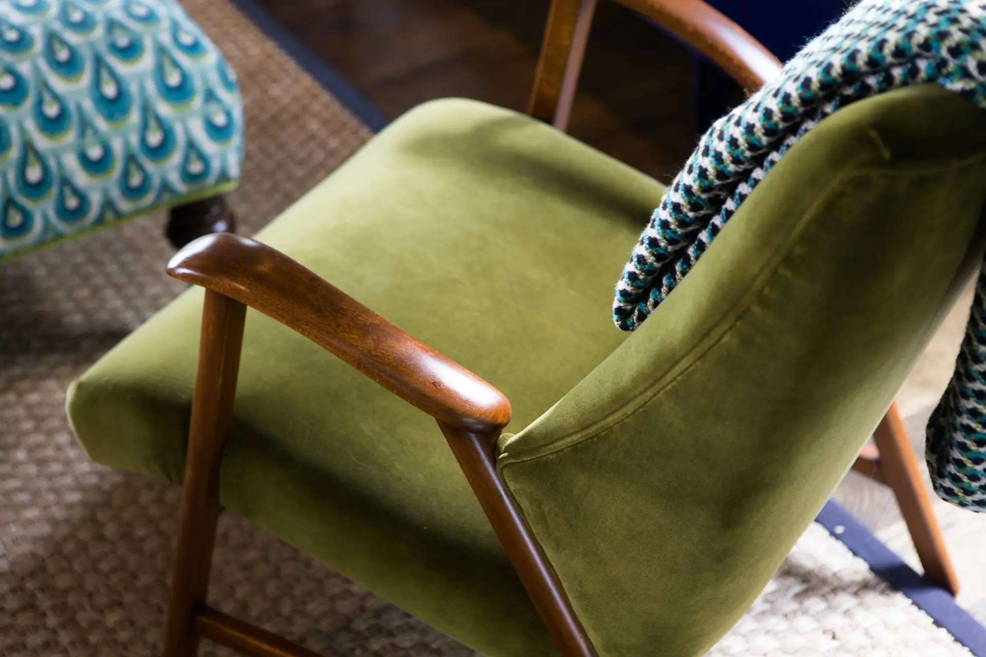 Abby Wolf-Weiss Interiors Living Room Bold Color Green Velvet